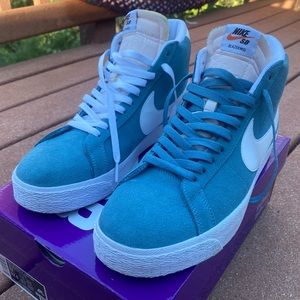 Nike SB Zoom Blazer Mid Cerulean Blue White Sneakers Shoes 864349-404 Men's 11